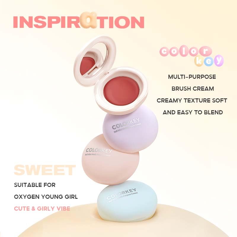 COLORKEY Soft Mist Multi-Purpose Cream | Lips & Cheeks | Eyes | Creamy | Moisturizing | Blendable Color (03 SUNSET, 2.5g)