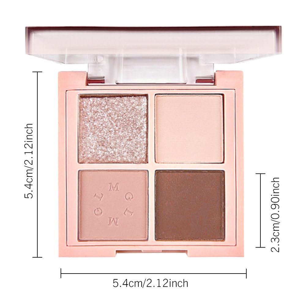 4Colors Eyeshadow Makeup Palette,Nude Gold Brown Natural Neutral Powde Eye Shadow Palette for Older Women,Long Lasting Naturing-Looking,Lightweight,Waterproof,Eye Makeup Kit Travel Size