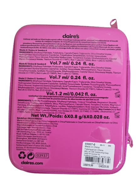 Claire's Y2K Unicorn Pink Bling Makeup Set for Girls- Hot Pink