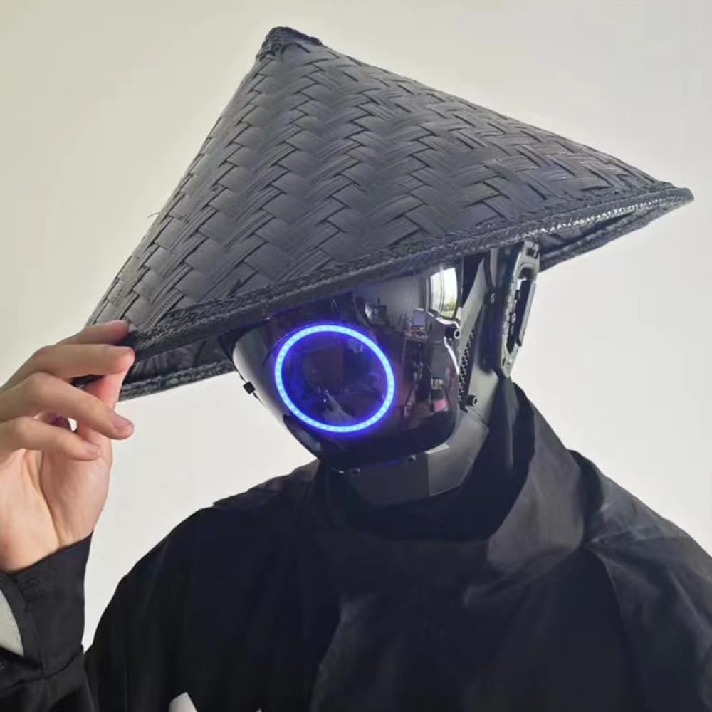 KYEDAY Punk Mask Cosplay for Men, LED Round Light Mask for Women Cosplay Halloween Fit Party Music Festival Accessories