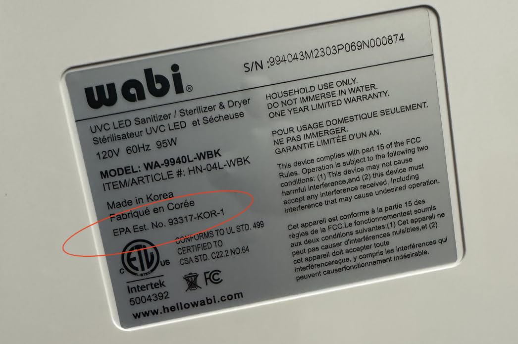 Wabi UVC LED Sanitizer & Dryer Ultra (White + Gunmetal Trim)