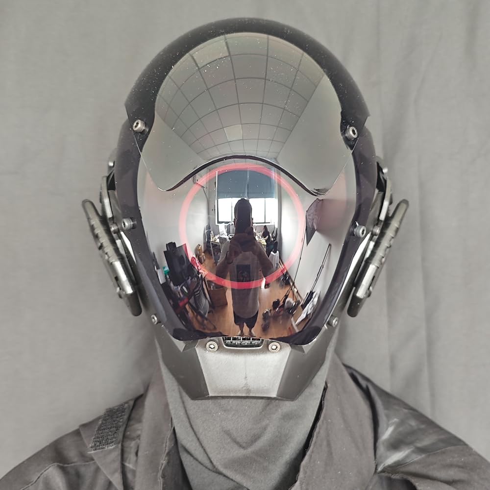 KYEDAY Punk Mask Cosplay for Men, LED Round Light Mask for Women Cosplay Halloween Fit Party Music Festival Accessories