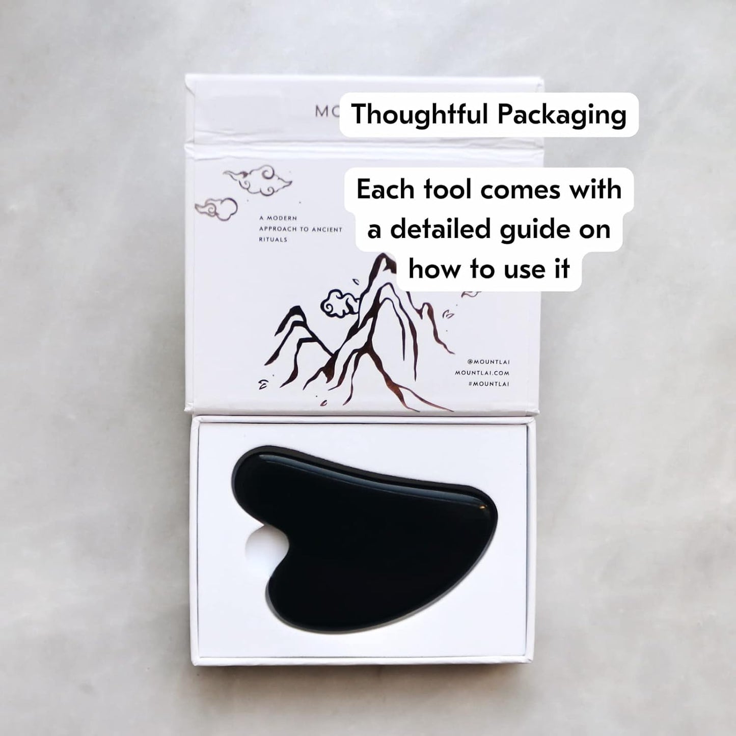 Mount Lai Obsidian Gua Sha Facial Tool – The Stone of Transformation – 100% Genuine Black Obsidian Stone Face Sculpting Tool for Lymphatic Drainage, Puffiness Reduction & Jaw Tension Relief