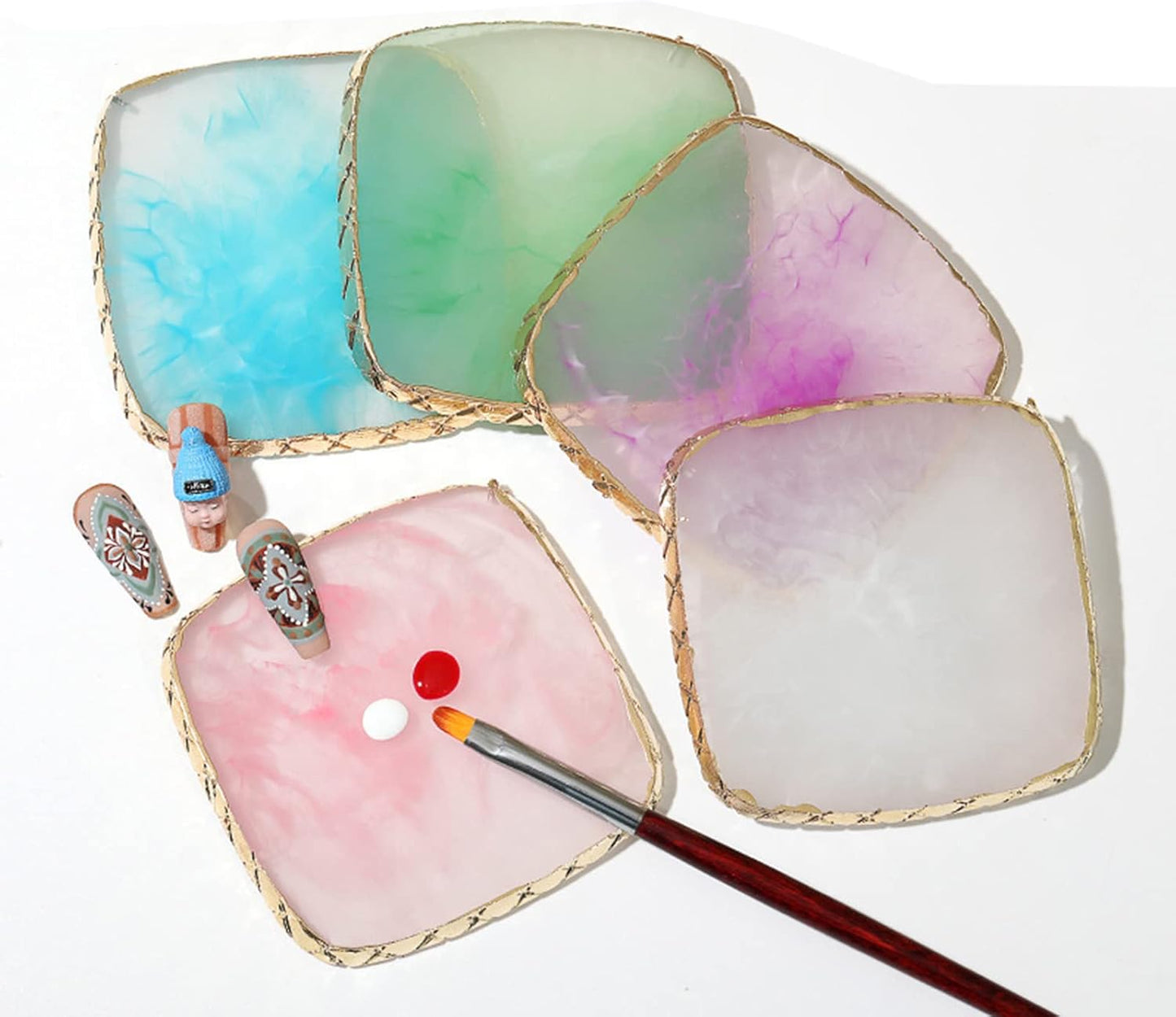 1 Piece Nail Art Palette Nail Polish Palette Mixing Palette Makeup Plate Nail Plates for Nail Art Nail Tip Holder Nail Art Display (1 brown square)