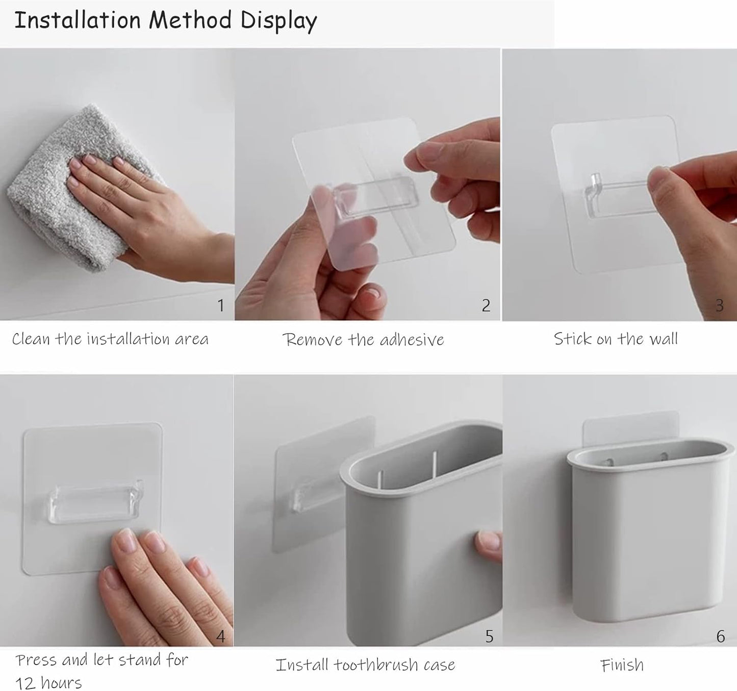 2 Packs Wall Mounted Toothbrush Holder, Self Adhesive Tooth Brush Holder for Bathroom Electric Toothbrush Toothpaste Razor Bathroom Accessories(Black)