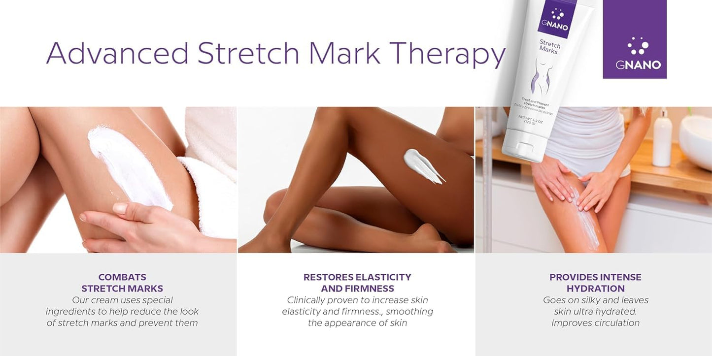 Advanced Stretch Mark Therapy Cream for Stretch Marks and firmer skin with Natural Ingredients to Prevent and get rid of Stretch Marks, Restores and Heals the Skin for Men and Women 4.2oz