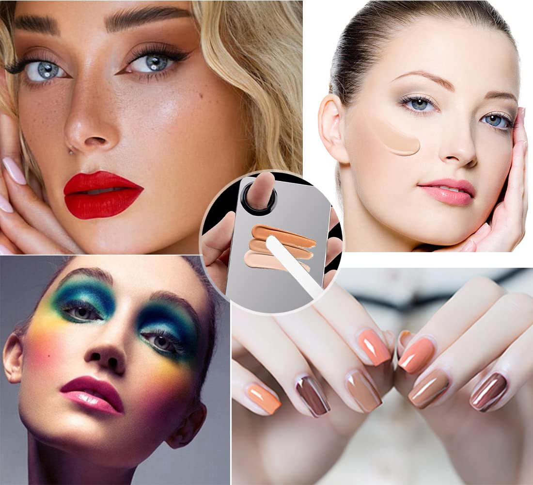 Korean Picasso Makeup Spatula Palette Set and Powder Puff for Liquid Foundation,Stainless Steel Mixing Spatula Scraper Artist Nail Art Stirring Makeup Tool