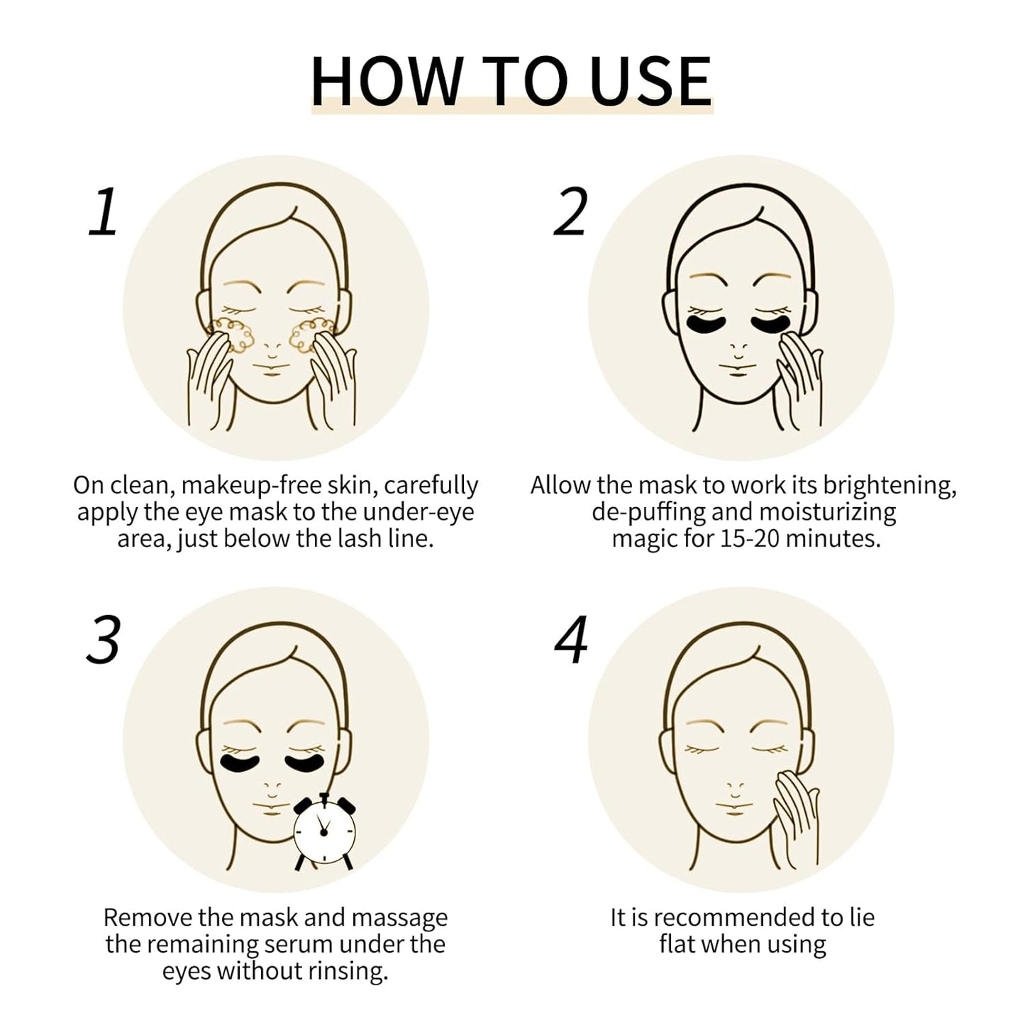 Under Eye Patches - 60 Pieces - 24k Gold Eye Mask - Anti-Aging - Contains Collagen and Hyaluronic Acid - Removes Dark Circles, Puffiness and Wrinkles, Moisturizes - Home Beauty