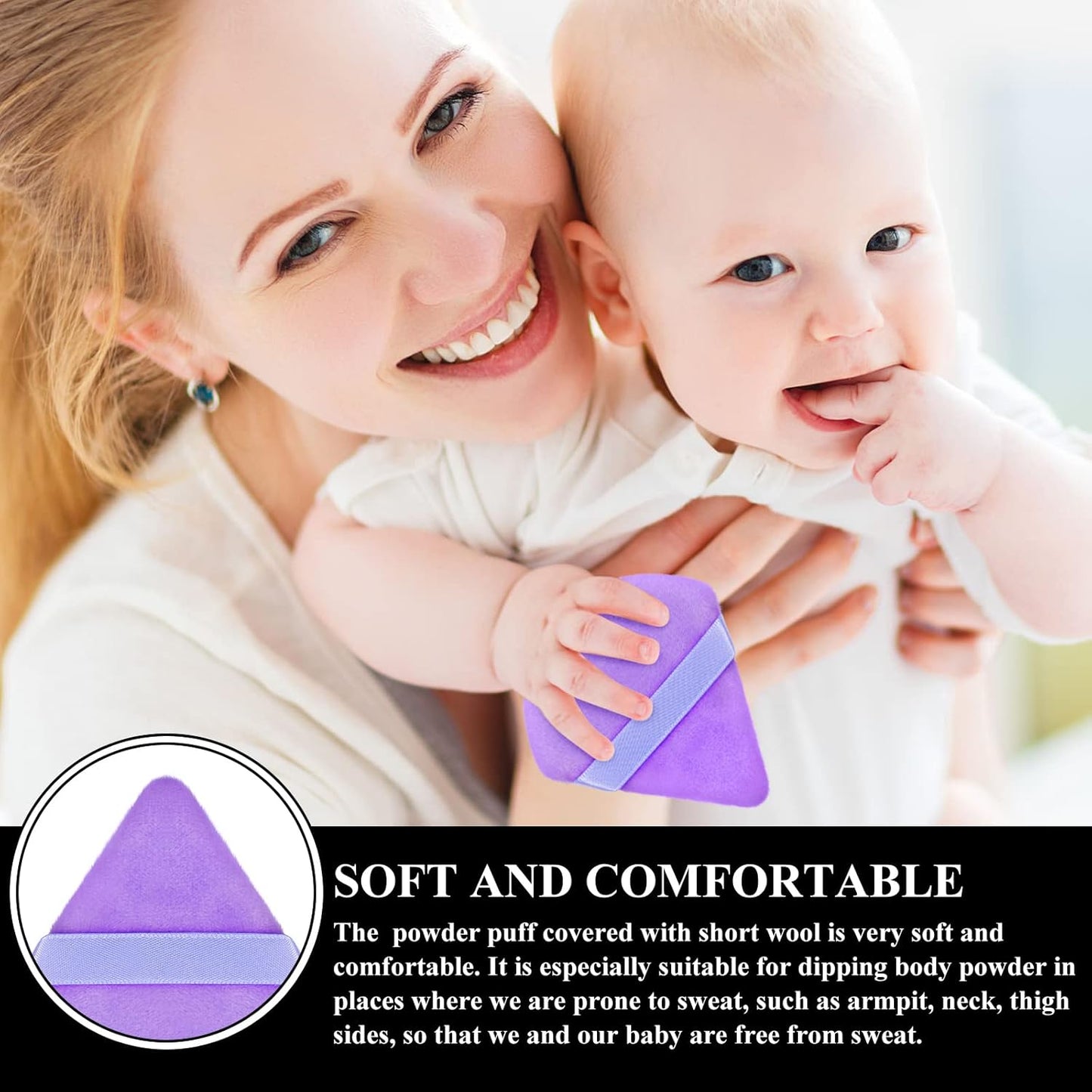 Maitys 12 Pieces Powder Puff Triangle Face Makeup Cosmetic for Loose Powder Soft Body Washable Reusable Foundation Sponge Mineral Wet Dry Makeup Tool for Women(Small,Purple)