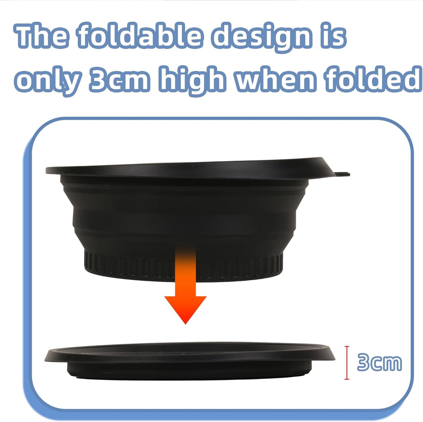 Face Ice Bath Bowl Silicone Face Ice Bath Ice Facial Folding Washbasin with Built-In Ice Tray and 3 foldable hair bands, Foldable & Portable Bowl for Home Ice Water Facials (Black)