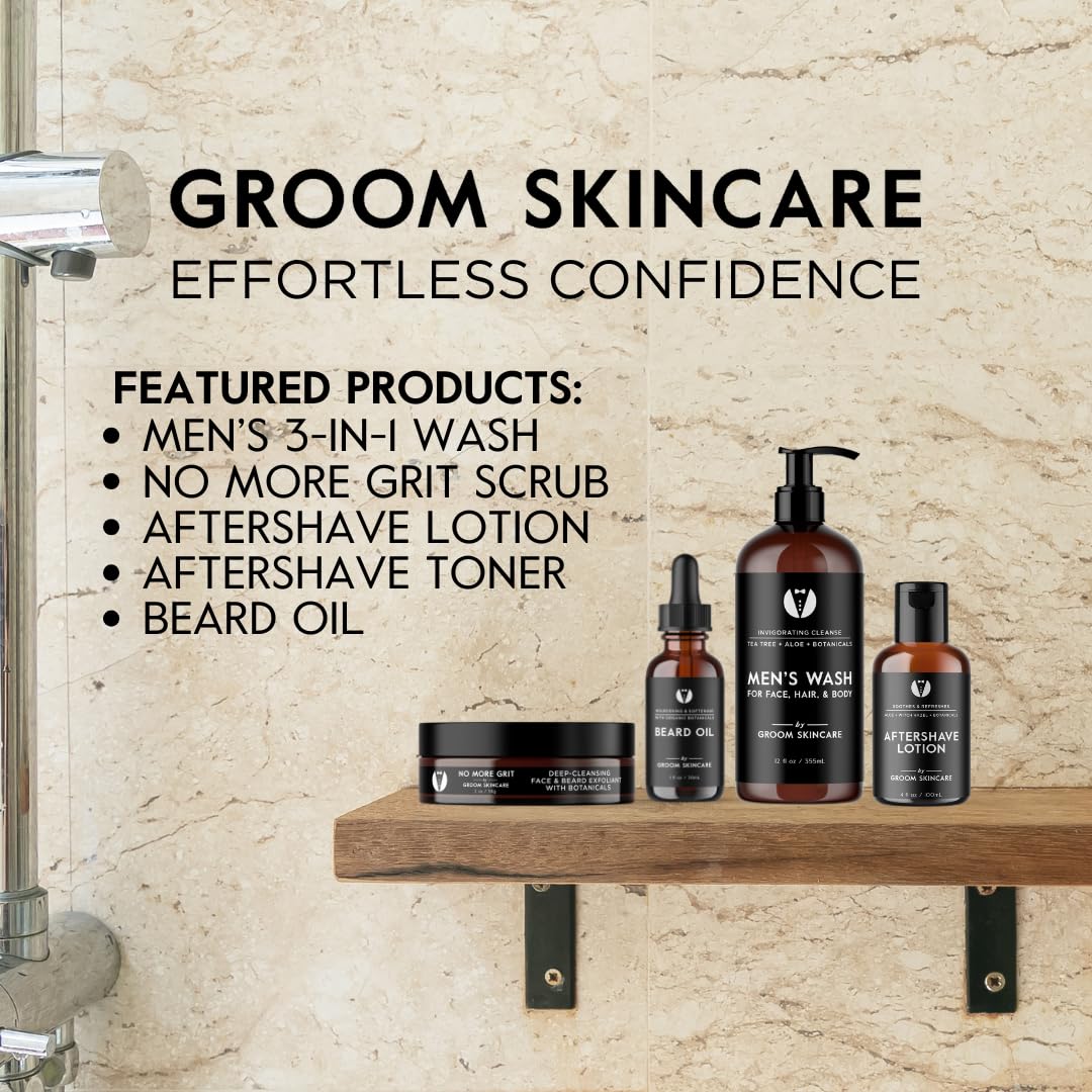 GROOM Face Scrub for Men | Gentle Daily or Weekly Exfoliator | Unplugs Pores for Clear, Smooth Skin | Unscented or Crisp Unisex Scent | 4 oz