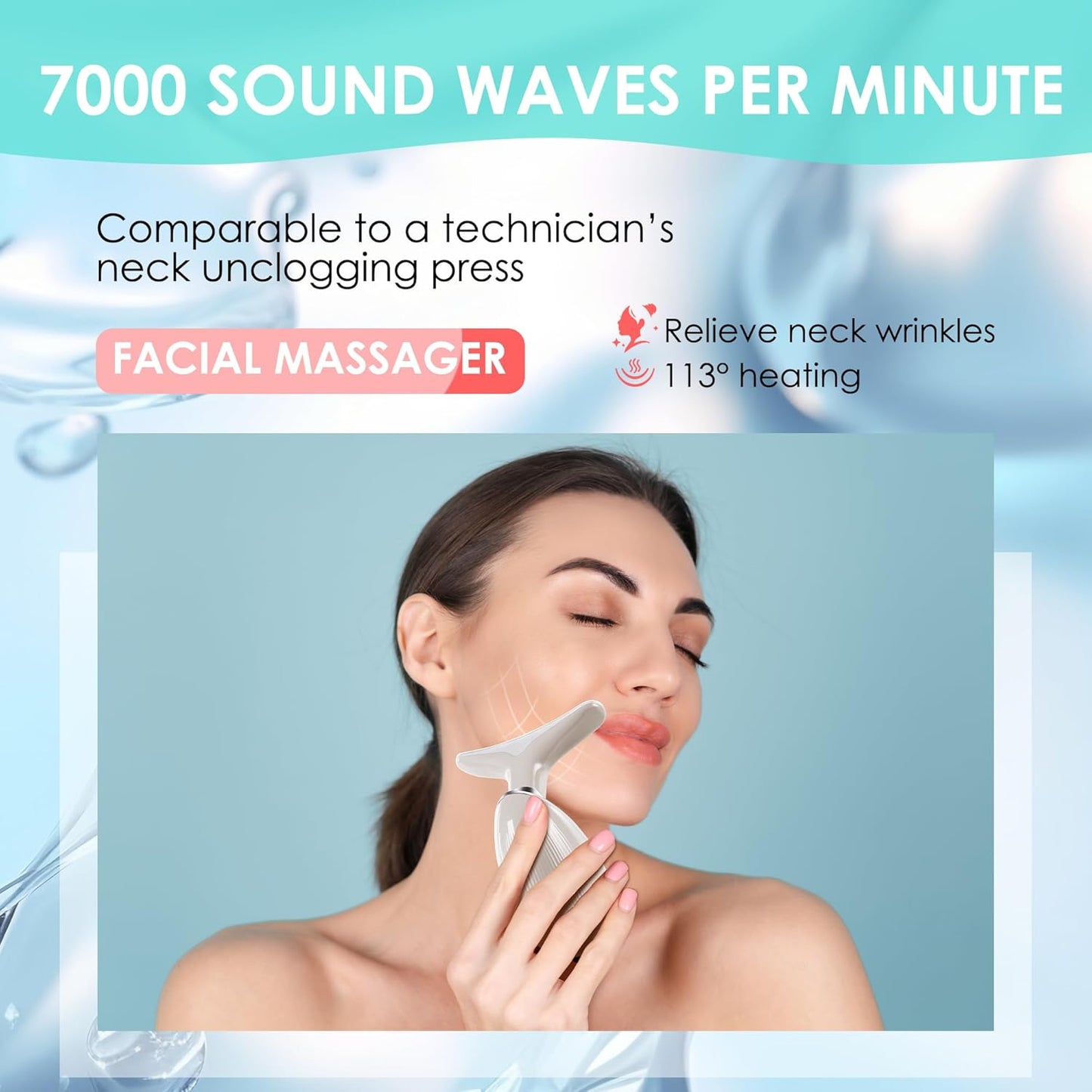 Facial Massager Red-Light-Therapy-for-Face and Neck, Face đť–˛ culpting Wand with 7 Color (Champagne)