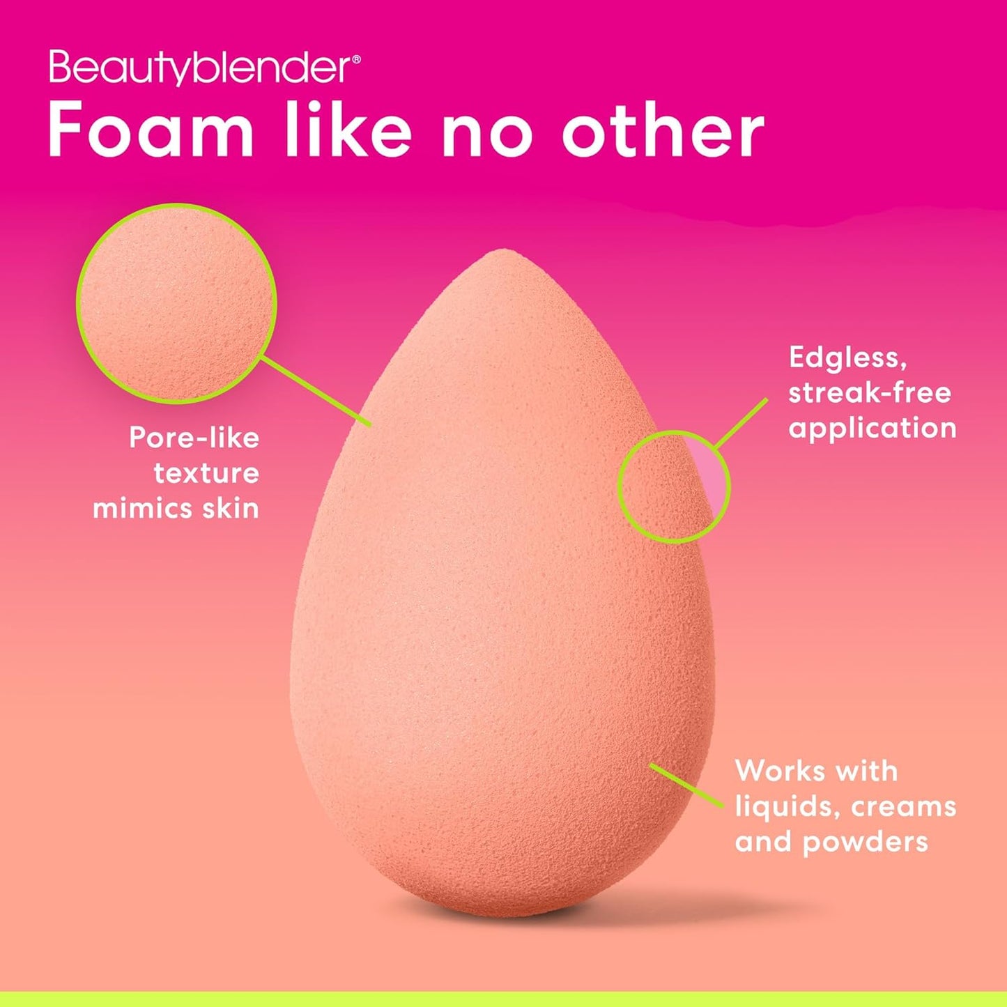 Beautyblender® | Papaya Beauty Blender Makeup Sponge, Super-Soft Foam Easily Blends Foundations, Powders & Creams, Made in USA, Reusable, Washable, Streak Free Application, Vegan, Cruelty Free