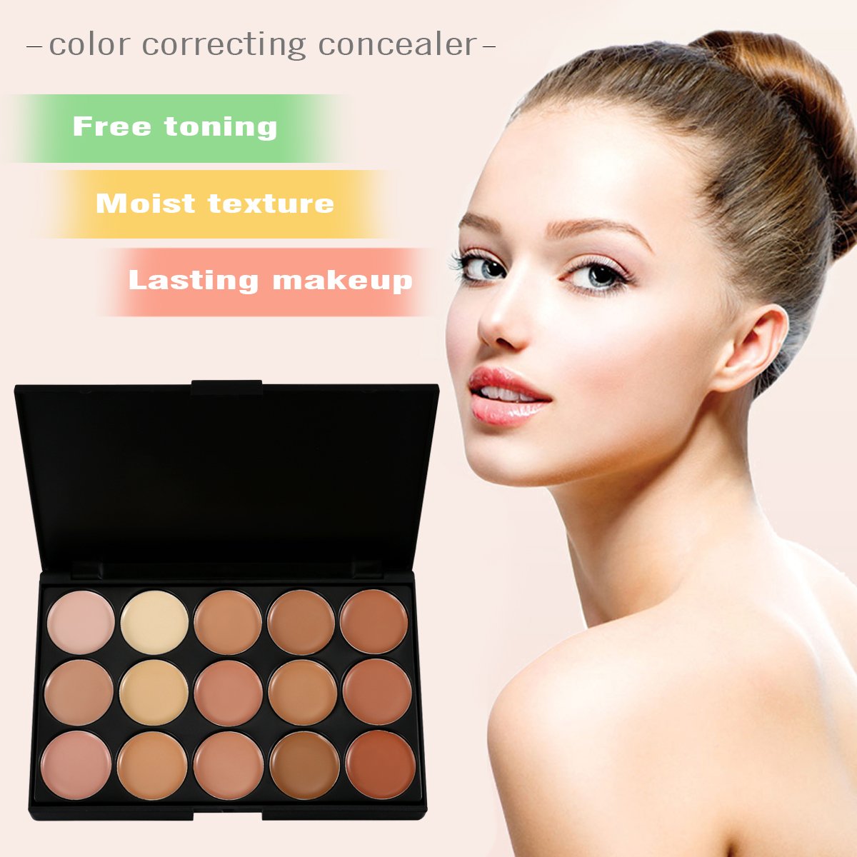 15 Colors Contour Palette Kit: Cream Concealer Palette Face Makeup Foundation Kit Contour Palette with Brush for Professional and Daily Use