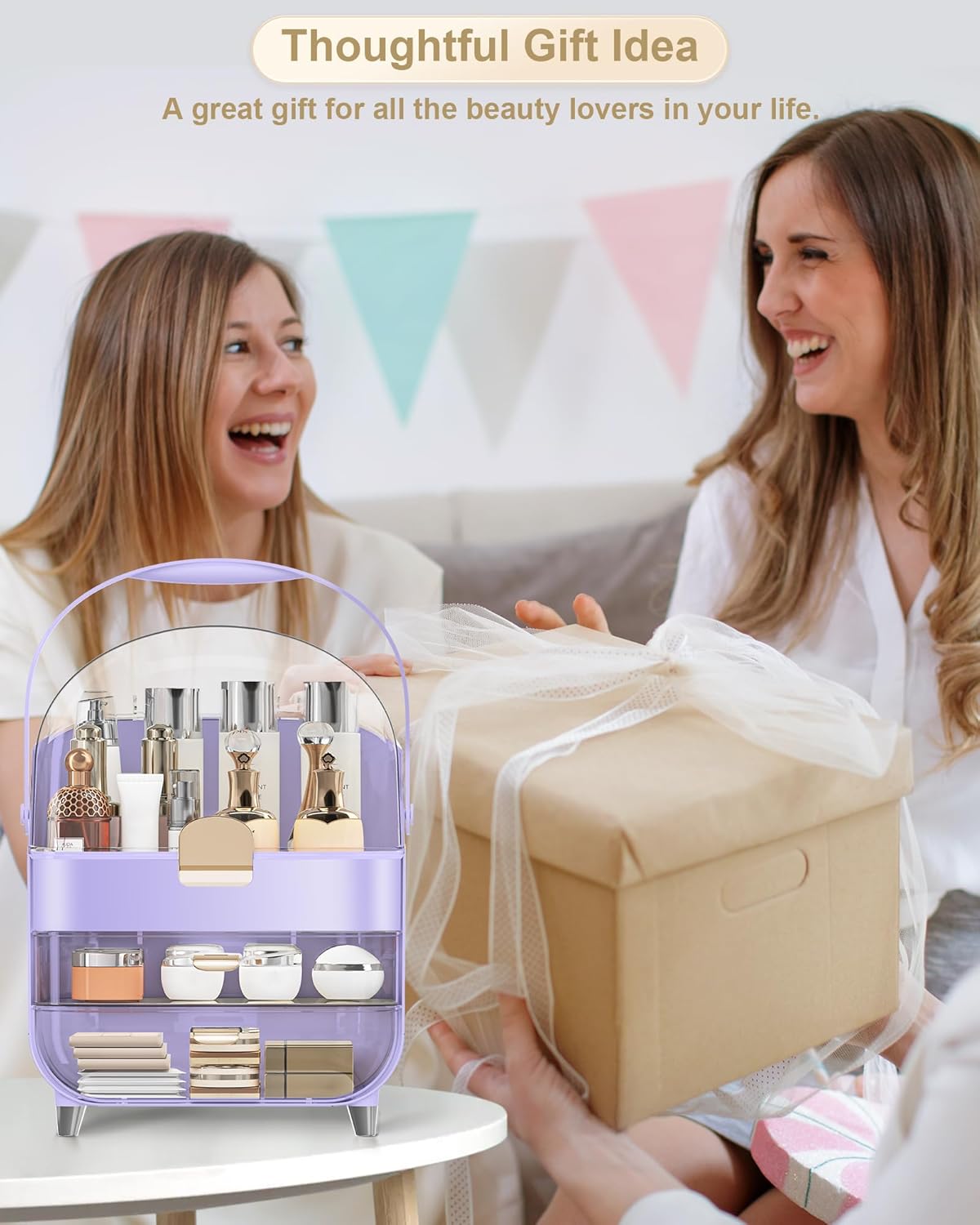 Makeup Organizer, Skincare Holder Bathroom Counter Organizer, Storage Box Cosmetic Display Cases, Teen Girl Gifts Trendy Stuff Make up Organizers for Vanity, Dresser, Countertop (purple)