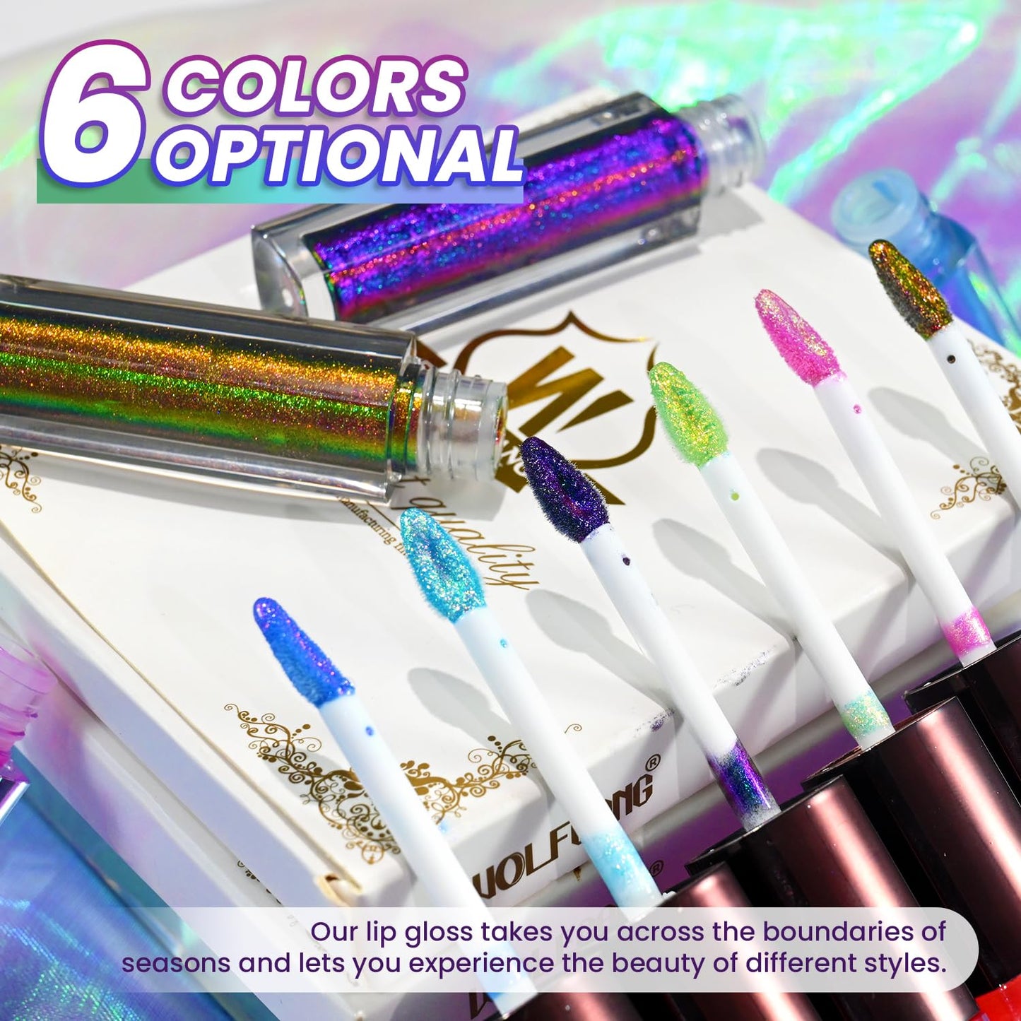 CHARMACY 2 In 1 Multichrome Moisturizing Lip Gloss, Double Head Liquid Lipstick, Mirror Waterproof Long Lasting No Fading Lip Balm, Hydrating Lip Plumper Waterlight Glossy Makeup #005