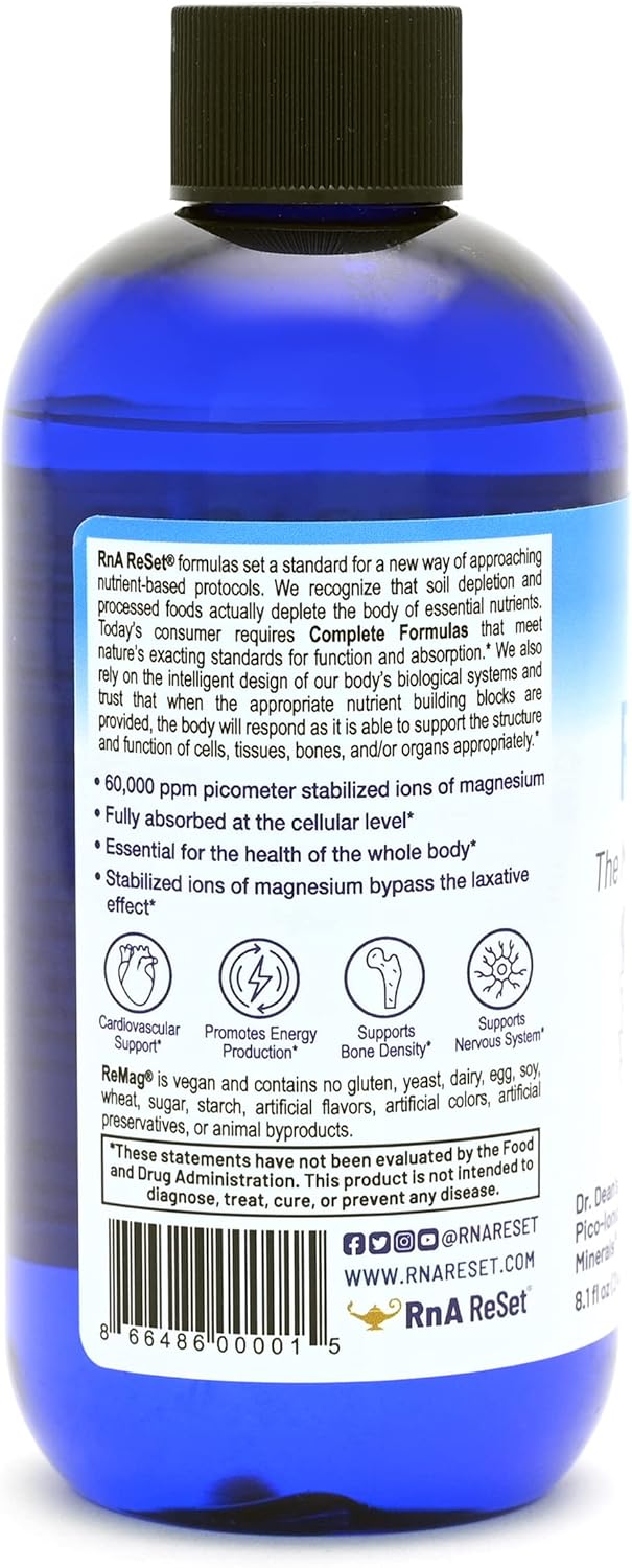 RnA ReSet ReMag Liquid – High Absorption Magnesium Chloride, 8.1 Fl Oz (1-Pack)