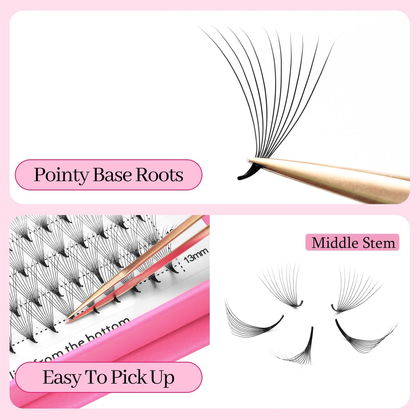 Premade Fans Eyelash Extensions 10D Volume Lash Extensions 0.05 Thickness Eyelash Extension C Curl Premade Lash Fans Mix 9-16mm Fluffy Soft Handmade Lash Fan(10D-0.05-C,9-16mm)
