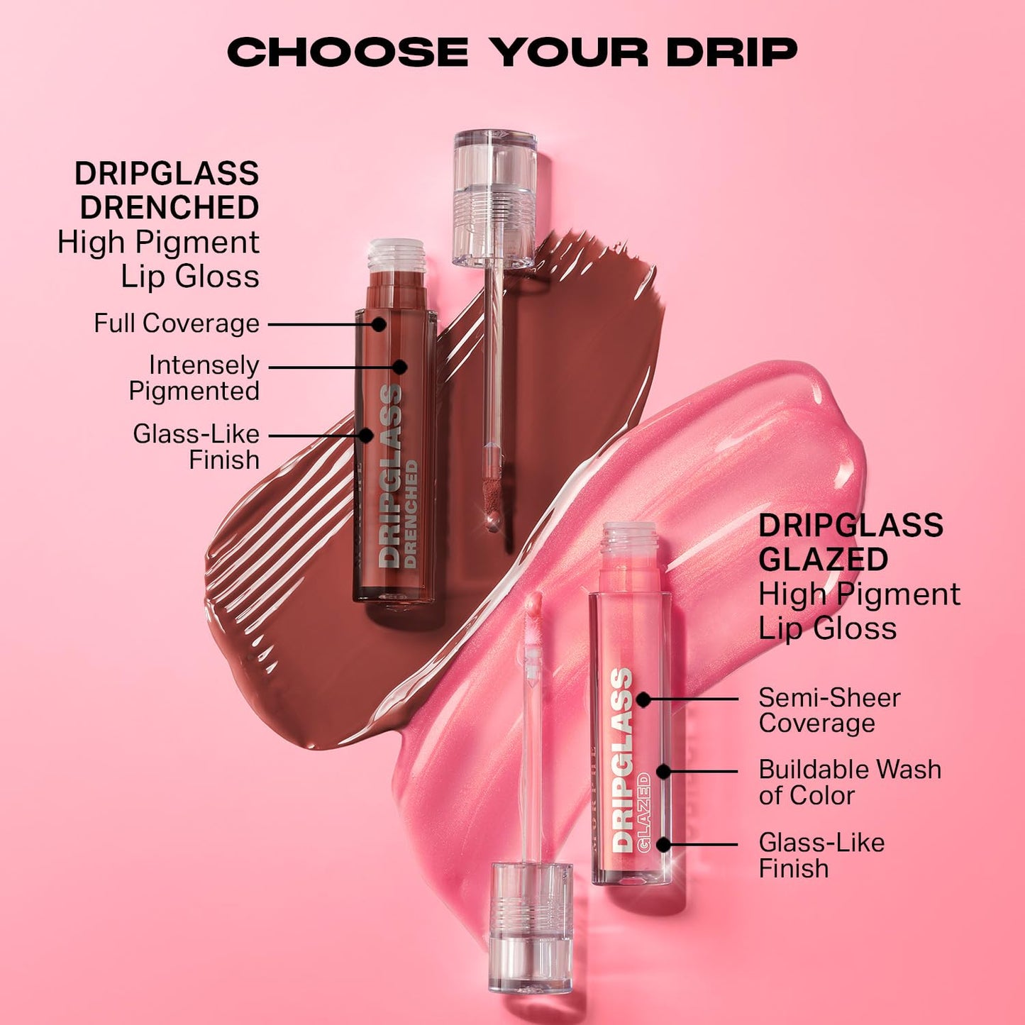 MORPHE Dripglass High Shine Lip Gloss - Glazed, Semi-Sheer & Nourishing Lip Makeup - Buildable Formula Infused with Plant-Derived Squalane & Vitamin E - Nude Gleam (0.13 oz)