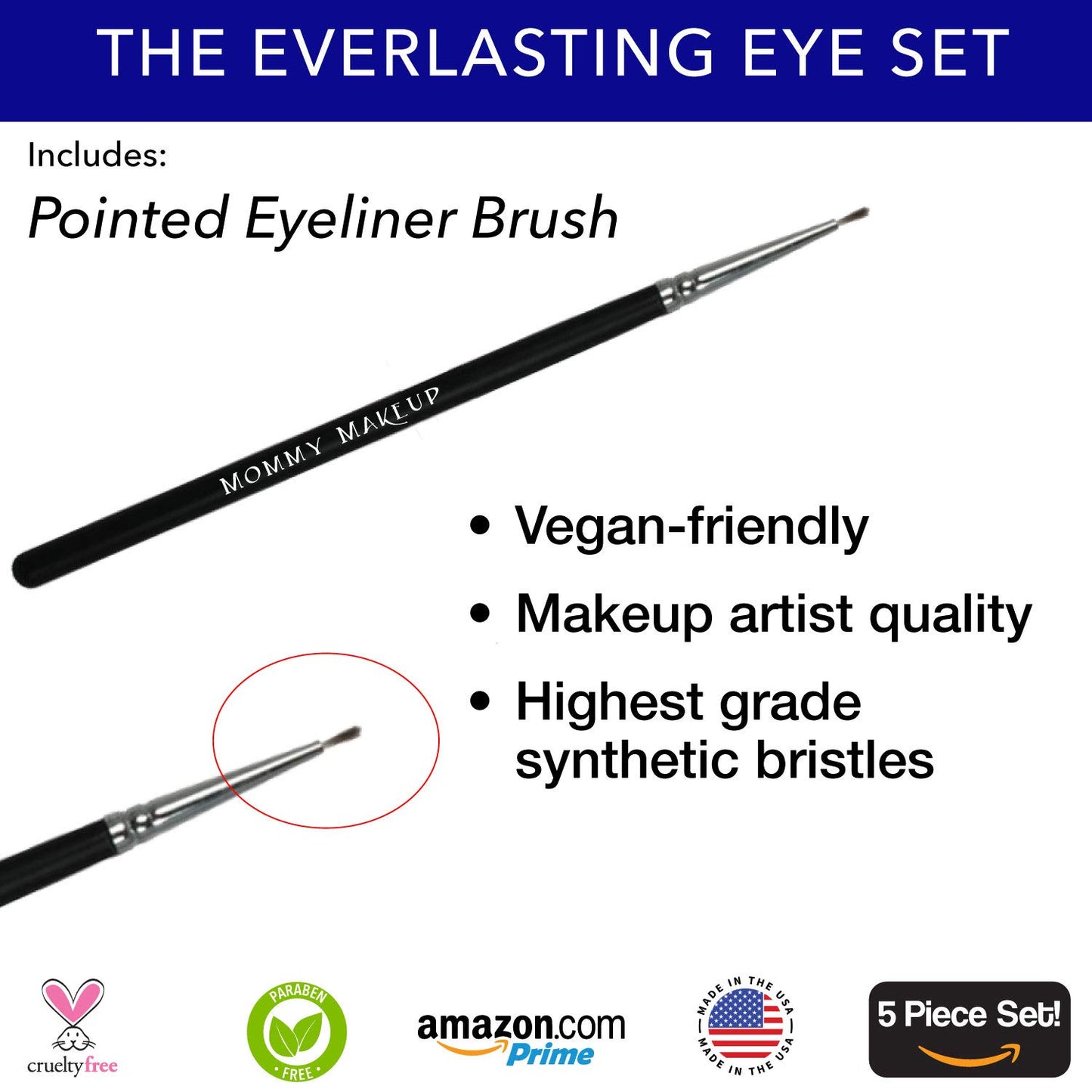 The Everlasting Eye 5 Piece Waterproof Makeup Set. Gel Eyeliner, Creme Eyeshadow, 2 brushes and Mesh Bag. Paraben-free, Talc-free, Cruelty-free. Anna/Chocolate Kiss 1202