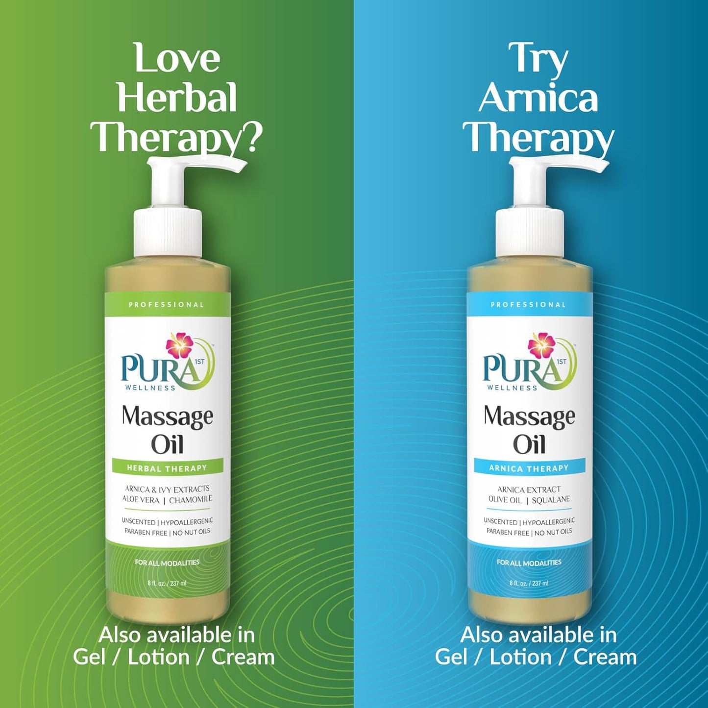 Wellness Professional Herbal Massage Oil, 8oz, Hypoallergenic Formula for Muscle Relief, Professional Deep Tissue Therapy, Massage Oil, Unscented, for Physical Therapy and Muscle Recovery