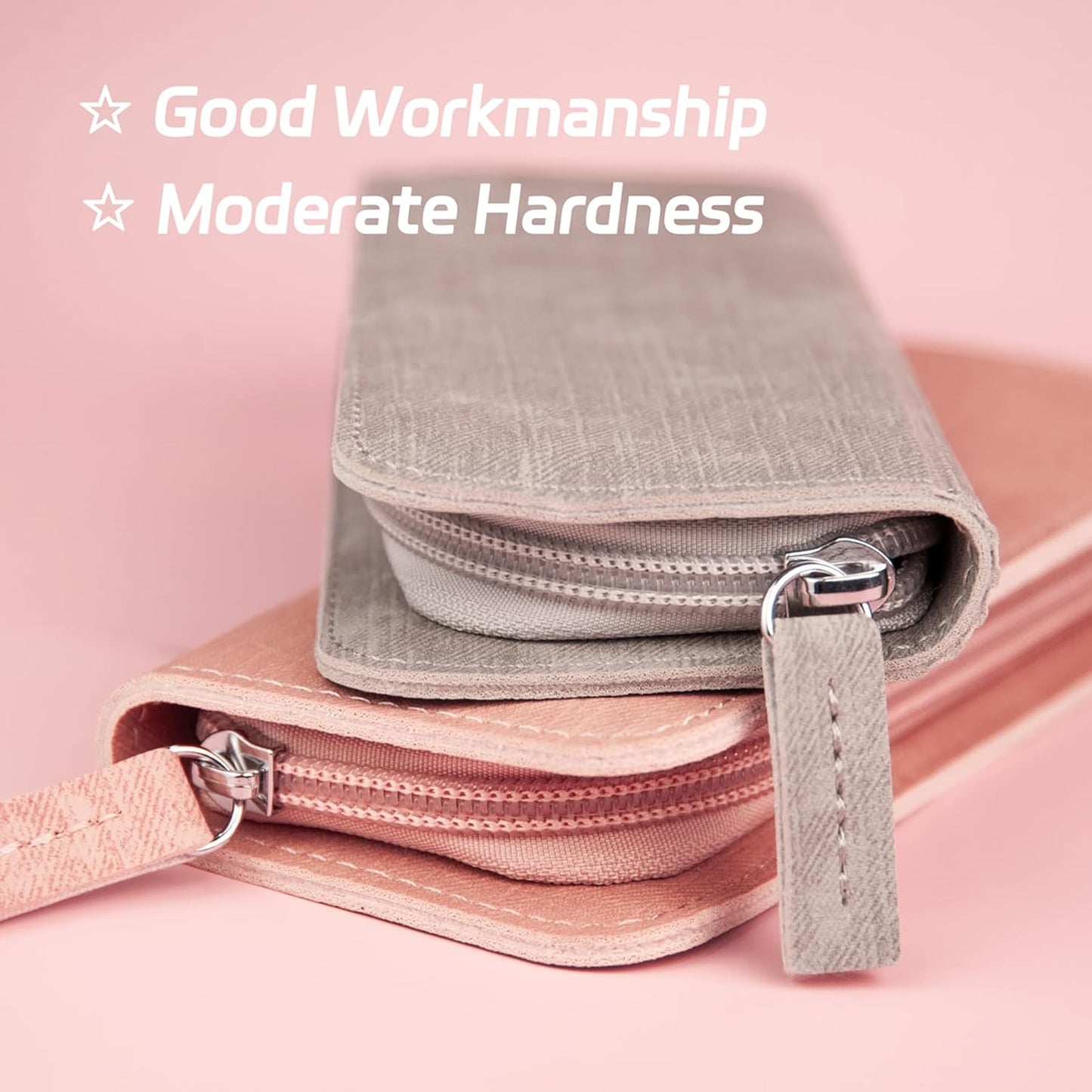 Lash Tweezers Organizer, Eyelash Extension Tweezers Bag, Soft PU 5 Positions Portable Dustproof, Individual Zipper Storage Case Box for Tweezers, Makeup Brush, Slender Small Tools(Pink)