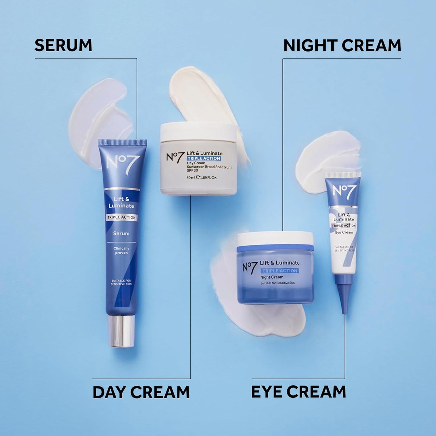 No7 Lift & Luminate Triple Action Eye Cream - Anti-Aging Under Eye Cream for Dark Circles, Puffiness & Wrinkles - Formulated with Vitamin C to Brighten and Refresh Tired Eyes (0.5 Fl Oz)