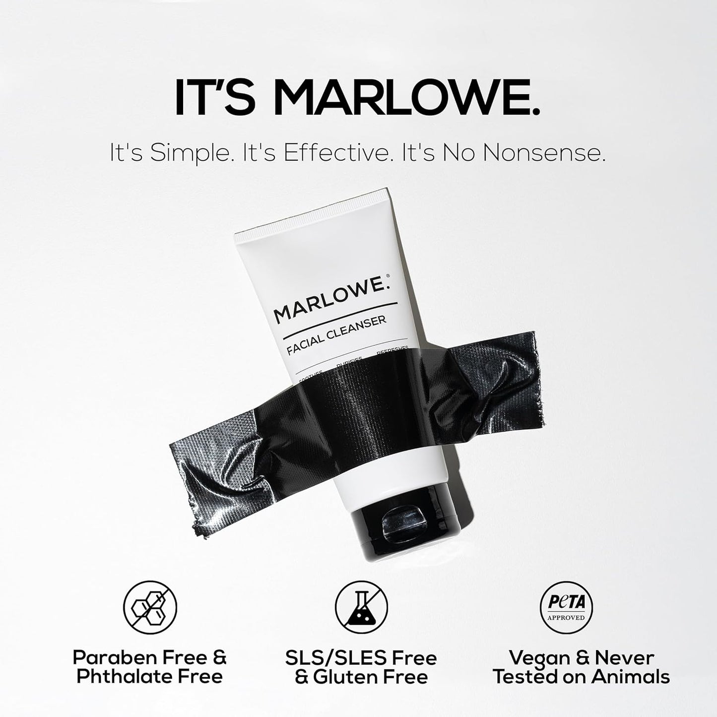 MARLOWE. No. 121 Facial Cleanser 6 oz, Daily Mens Face Wash with Natural Extracts & Antioxidants, Soothes, Purifies, Refreshes, Thick Lather, Fresh Woodsy Scent