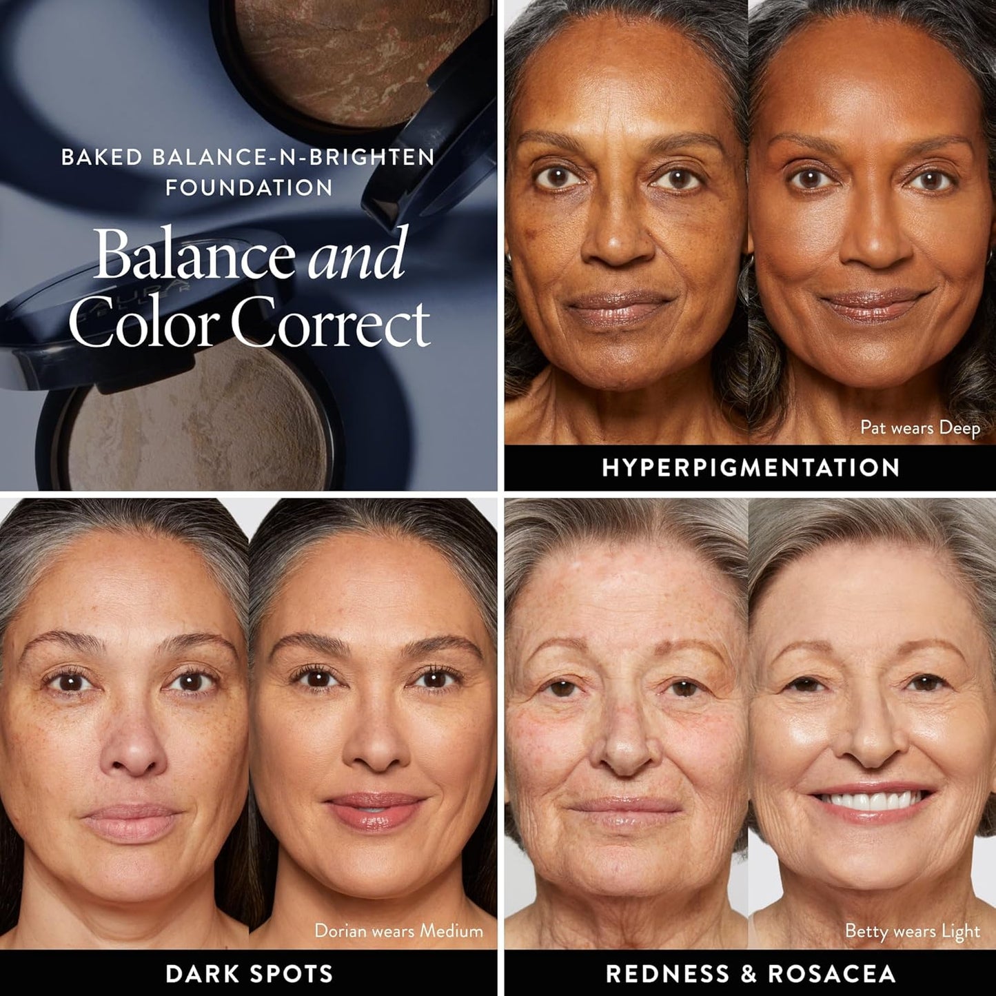 LAURA GELLER NEW YORK Award-Winning Baked Balance-n-Brighten Color Correcting Powder Foundation - Medium - Buildable Light to Medium Coverage - Demi-Matte Natural Finish