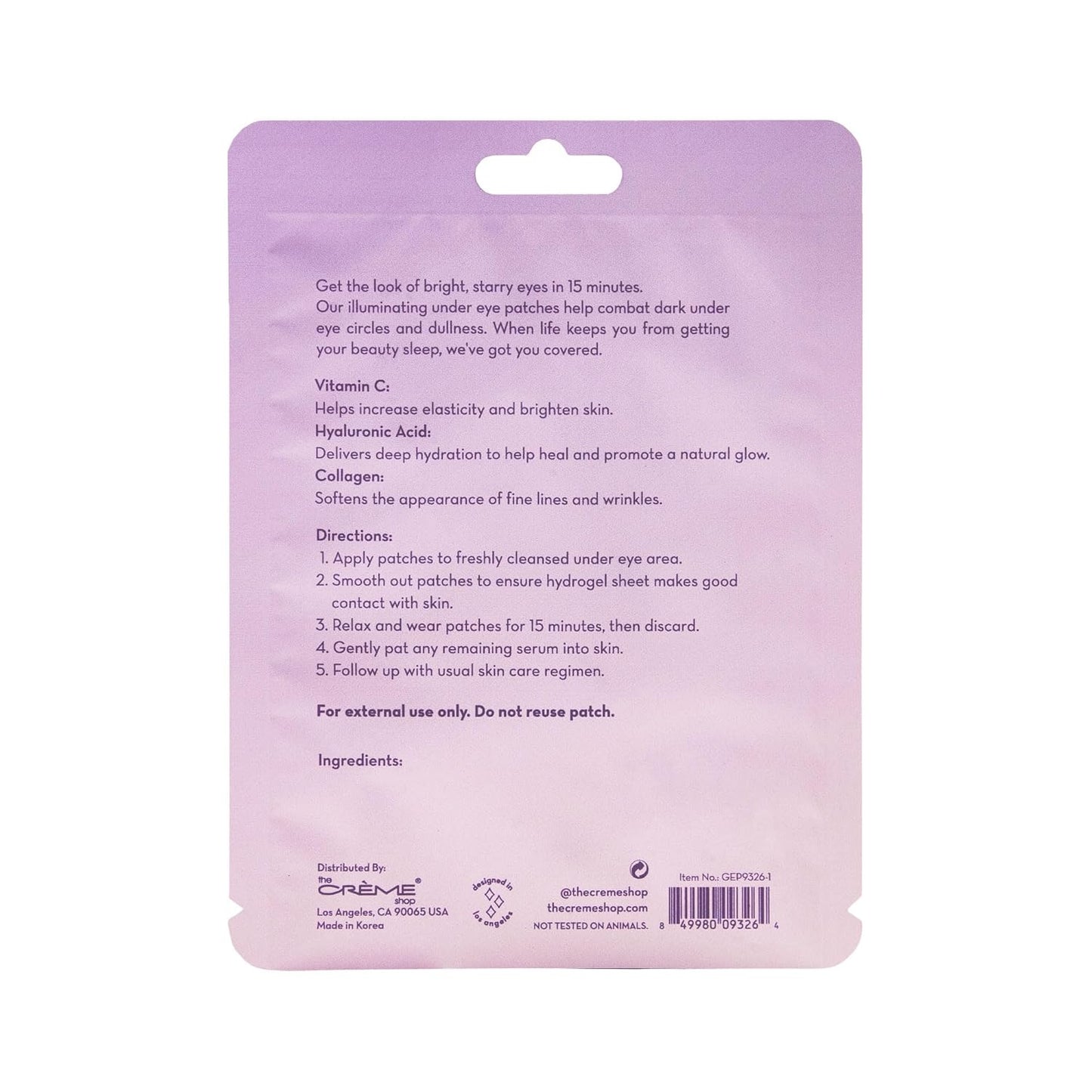 The Crème Shop How Do Eye Look? Vegan Illuminating Under Eye Patches for Brightening Depuffing with Vitamin C Hyaluronic Acid & Vegan Collagen 15 Min Quick Fix for Dark Circles Wrinkles (Set of 3Pack)