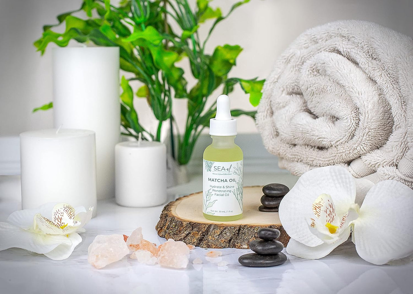 Sea-El Matcha Face Oil Skincare - Hydrating Glow Green Tea & Sea Kelp Facial Oil Blend - Calming & Deeply Penetrating Antioxidant-Rich Moisturizer for Women & Men, Vegan, All Skin Types - 1 Fl Oz