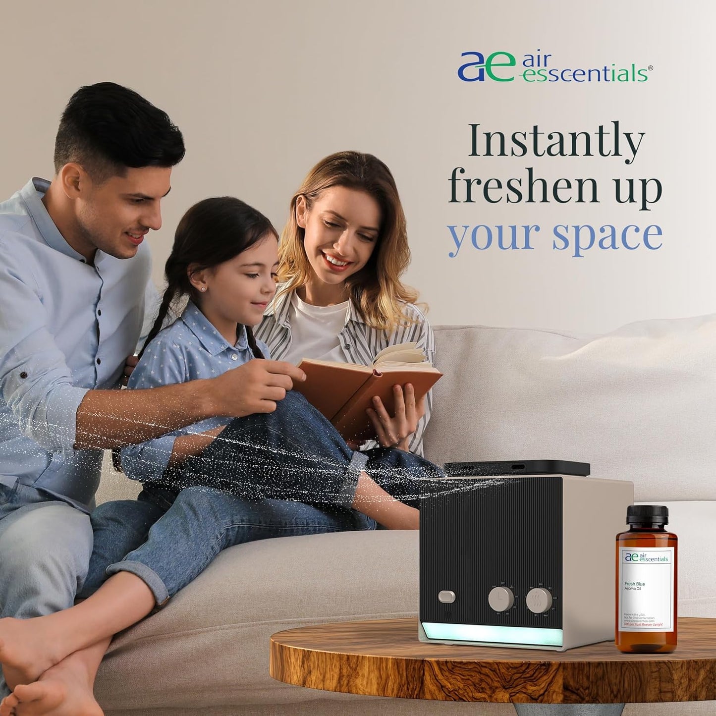 Fresh Blue Aroma Oil, Essential Oils Blend for Diffusers & Scent Machines, Mandarin, Ozone & Cardamom Blend, Aromatherapy, Cold Air Diffuser Compatible, 300 mL