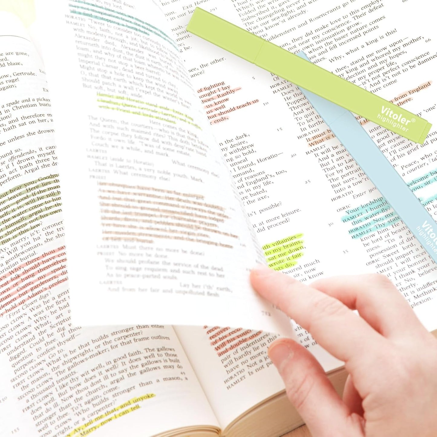 Vitoler Bible Highlighters with Soft Chisel Tip,10Pcs,Aesthetic No Bleed Dry Fast Easy to Hold, Bible Highlighters,Cute Highlighter for School Office Supplies