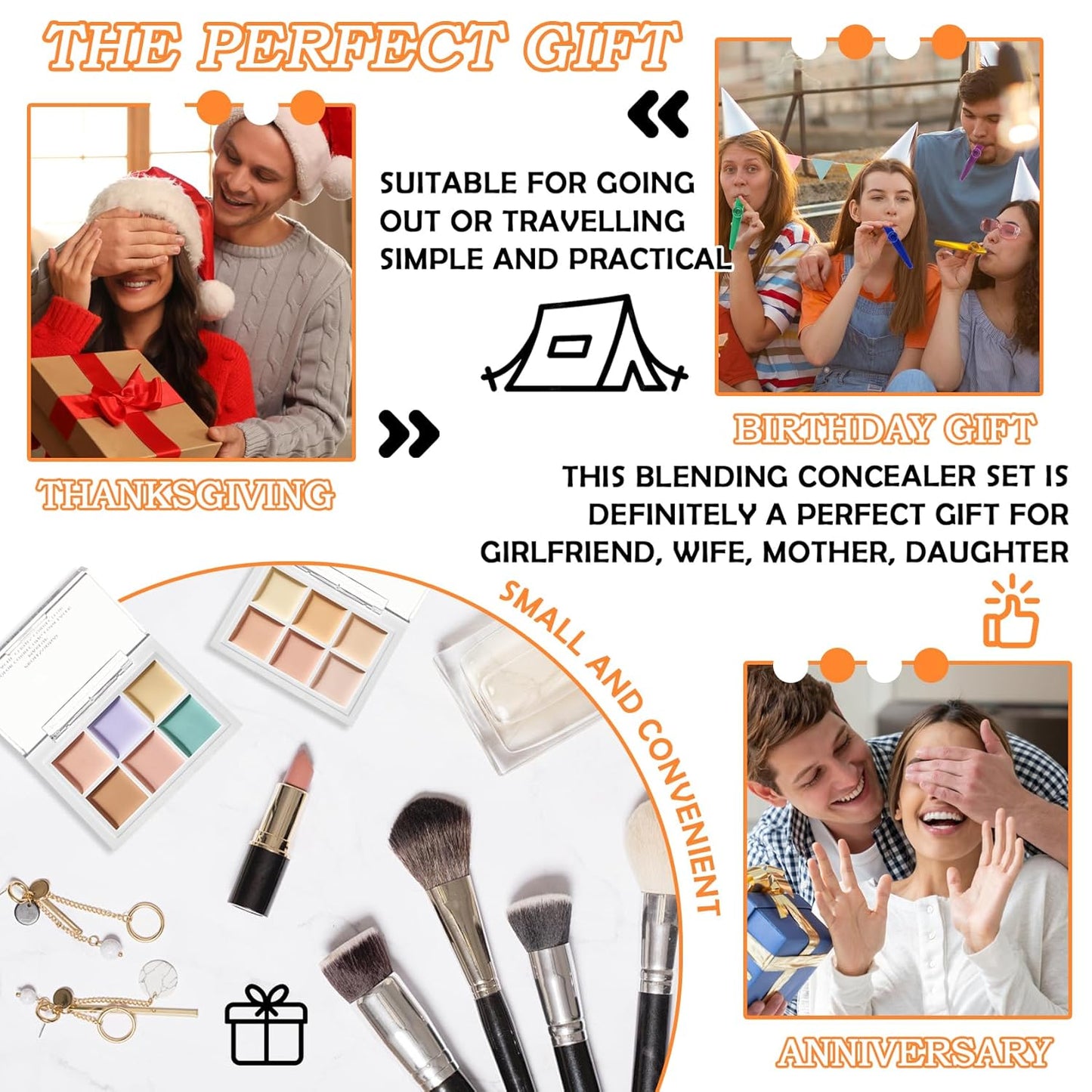 12 Colors Correcting Concealer Contour Makeup Palette, 6 in 1 Color Corrector Palette,Highlighting Concealer Palette Contouring Liquid Foundation Makeup Kit with Brushļ¼2PCSļ¼