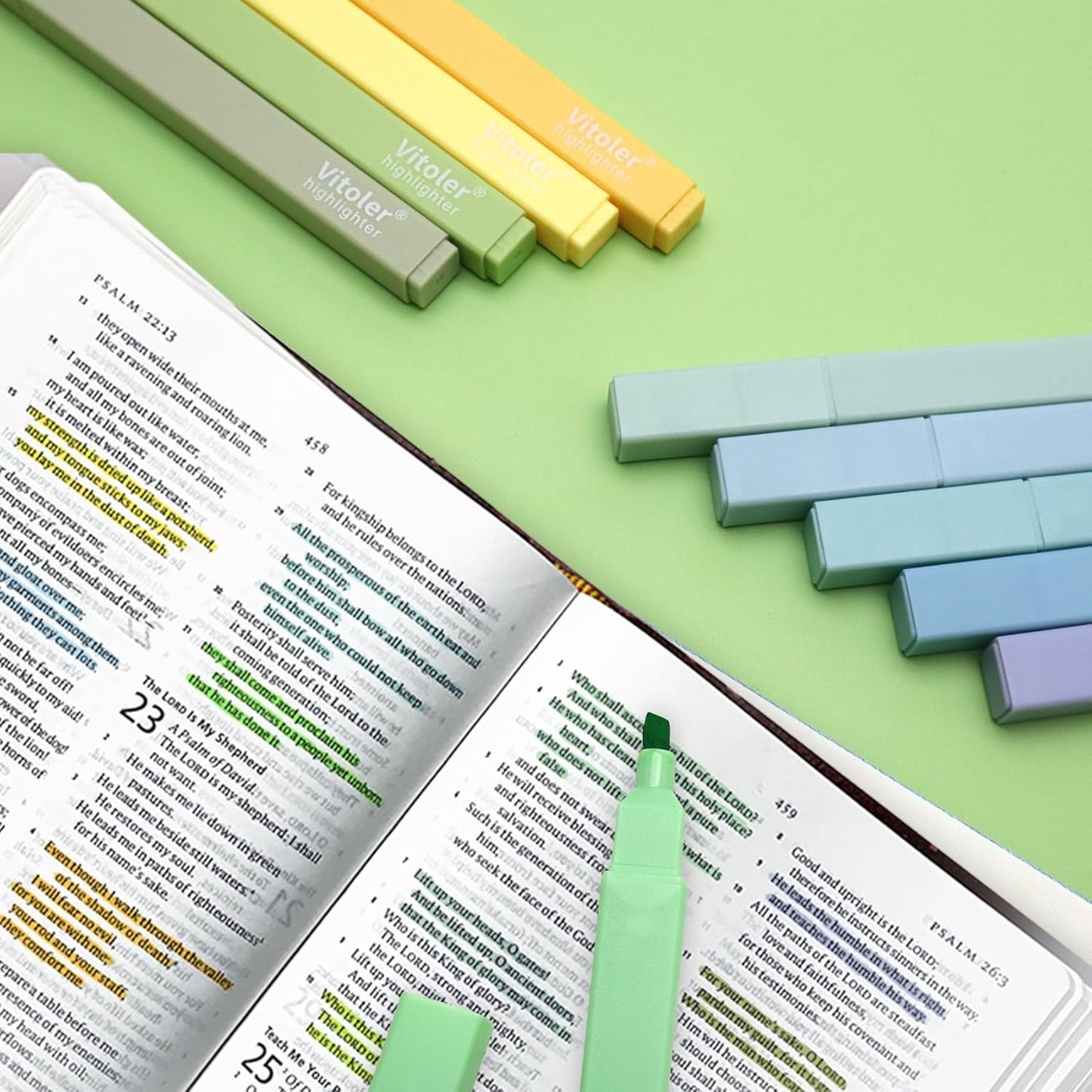 Vitoler 10Pack Bible Highlighters, Cute Assorted Colors Pastel Highlighters No Bleed Chisel Tip Highlighter for Aesthetic School Supplies