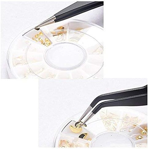 Eyelash Tweezers - FEITA Precision Eyelash Extension Tweezers Set - Professional Straight & Curved Pointed Very Fine Tip Tweezers for Lash Extensions - Black - 2Pcs