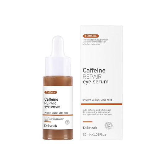 DEleventh Korean Brand Caffeine Vitamin E Eye Serum 30ml / Anti-Aging Repair Eye, Anti-Oxidation, Fade Fine Lines, Tender Skin, Remove Acne, Moisturize and Remove Dark Circles Under the Eyes