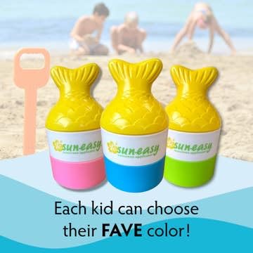 YAYA ORGANICS Sun-Easy Sunscreen Applicator, Refillable Roll-On with Sponge for Kids and Babies, Fun, Fast and Mess-Free application, Holds 80 ml, Fish/Blue Cap