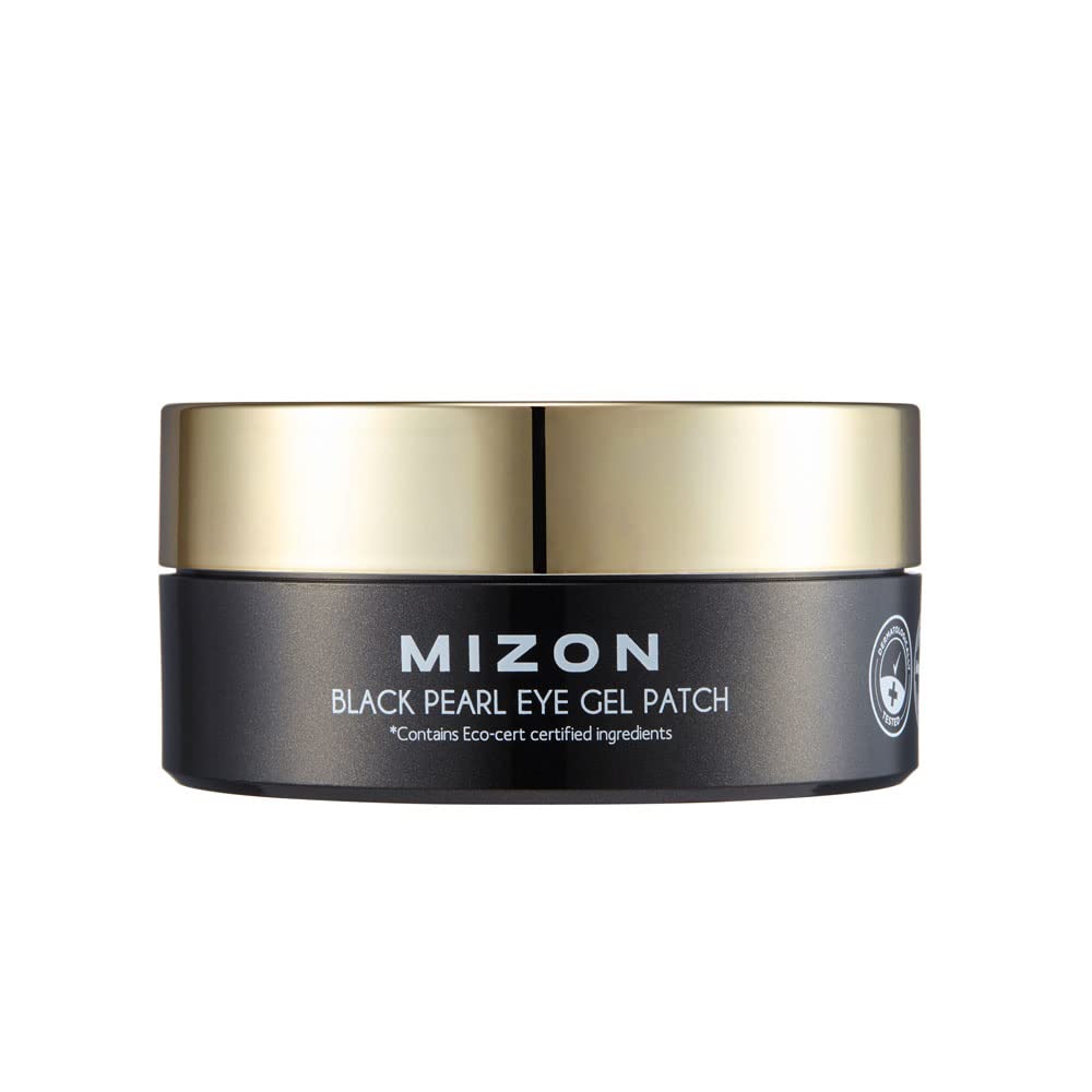 MIZON Pearl Eye Gel Patch Masks, Eye Treatment Mask Reduces Wrinkles and Puffiness, Dark Circles treatment, Hydrogel Eye Patches (Black Pearl)