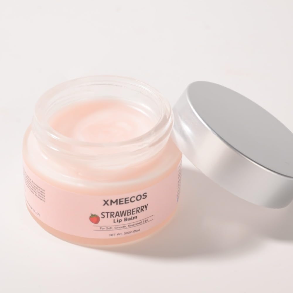 Beeswax lip balm with rose and jasmine, kiwi, strawberry, peach, cherry extract bee friendly 100% Natural for men and women, cruelty free moisturizing (30 Grams, Strawberry)