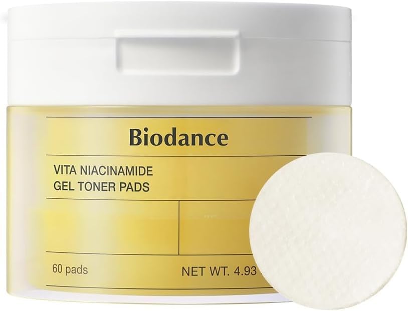 Biodance Vita Niacinamide Gel Toner Pads, Dark Spot Corrector, Evening Skin Tone, Hydrating for Sensitive Skin, Gentle Exfoliating Toner Pads, Korean Skincareㅣ4.93 fl.oz.(140g)*60Pads