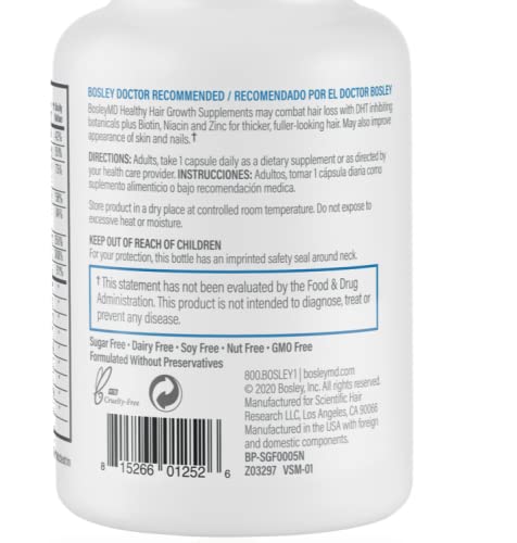 Men’s Healthy Hair Growth Supplements – DHT-Blocking Botanicals with Biotin, Niacin, Zinc & Pumpkin Seed - Rich in Vitamins & Minerals – Supports Thicker, Fuller Hair – 60 Capsules (2-Month Supply)