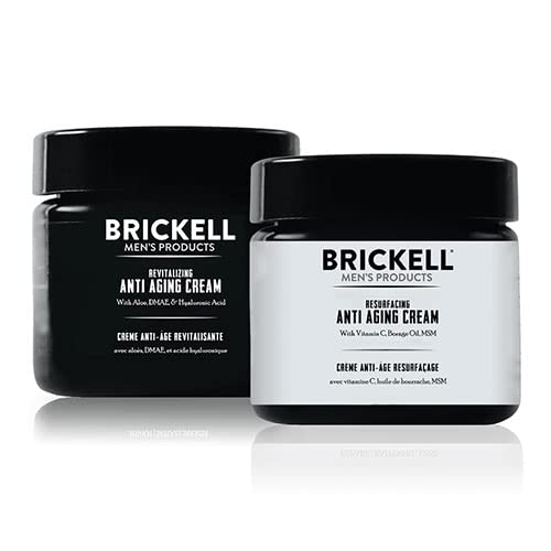 Brickell Men's Day and Night Anti Aging Cream Routine, Natural and Organic, Unscented, Skincare Gift Set