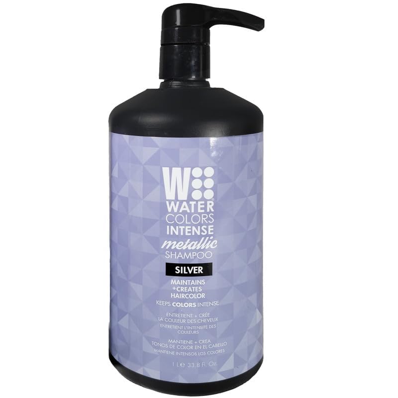 Watercolors Intense Metallic Color Depositing Sulfate & Paraben Free Shampoo, Maintains & Enhances Haircolor - Silver 33.8 oz