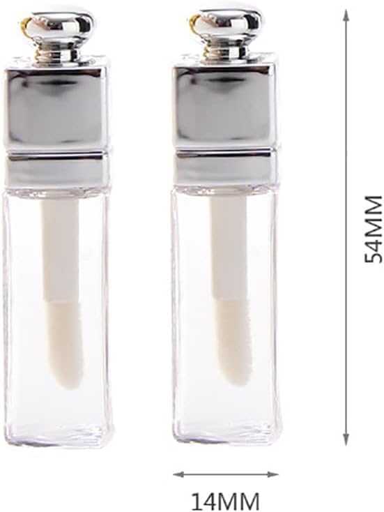 2Pcs Empty Lip Gloss Tubes, 3ml Clear Lip Gloss Tubes with Wand, Refillable Lip Balm Gloss Containers for DIY Makeup Lipgloss Making Kit