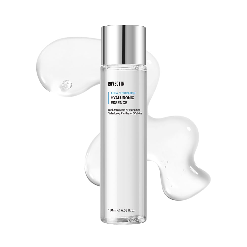 ROVECTIN Aqua Hyaluronic Essence (Activating Treatment Lotion) - 7 Layers Hyaluronic Acid Facial Toner with Niacinamide & Panthenol, Vegan Korean Skin Care (6.08 fl.oz)