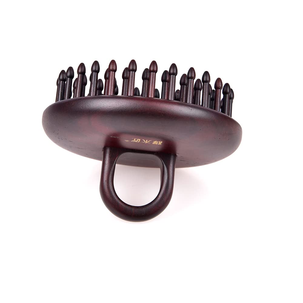 Massage Hair Comb Hair Brush Round Shape (Black Rosewood 1)
