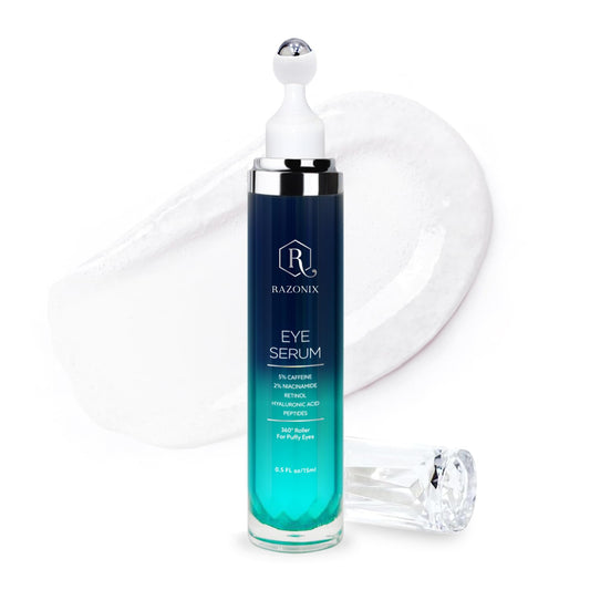 Eye Bags Treatment for Men and Women: Caffeine Eye Cream for Dark Circles – Cooling Roller for Puffiness Reducer (Medium, Unscented)