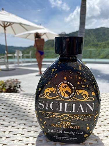 The Sicilian 200X Dark Black Bronzer Tanning Lotion - BEST for Glowing Skin - Gradual Bronzing & Sunless Self Tanner Lotion - Luxurious Sunless Body Tanning Lotion Nourishes Skin