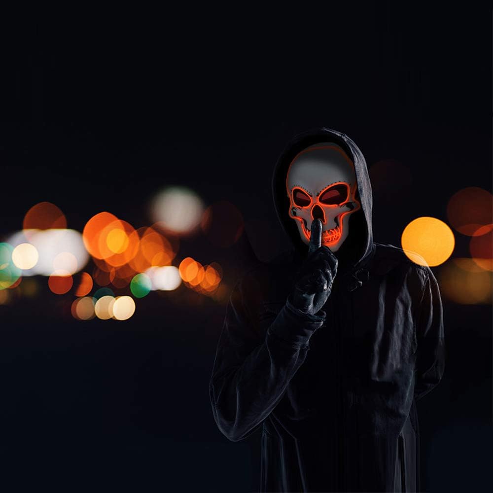 OceanWings Halloween Mask LED Light up Costumes Scary Mask for Party Supplies Favor